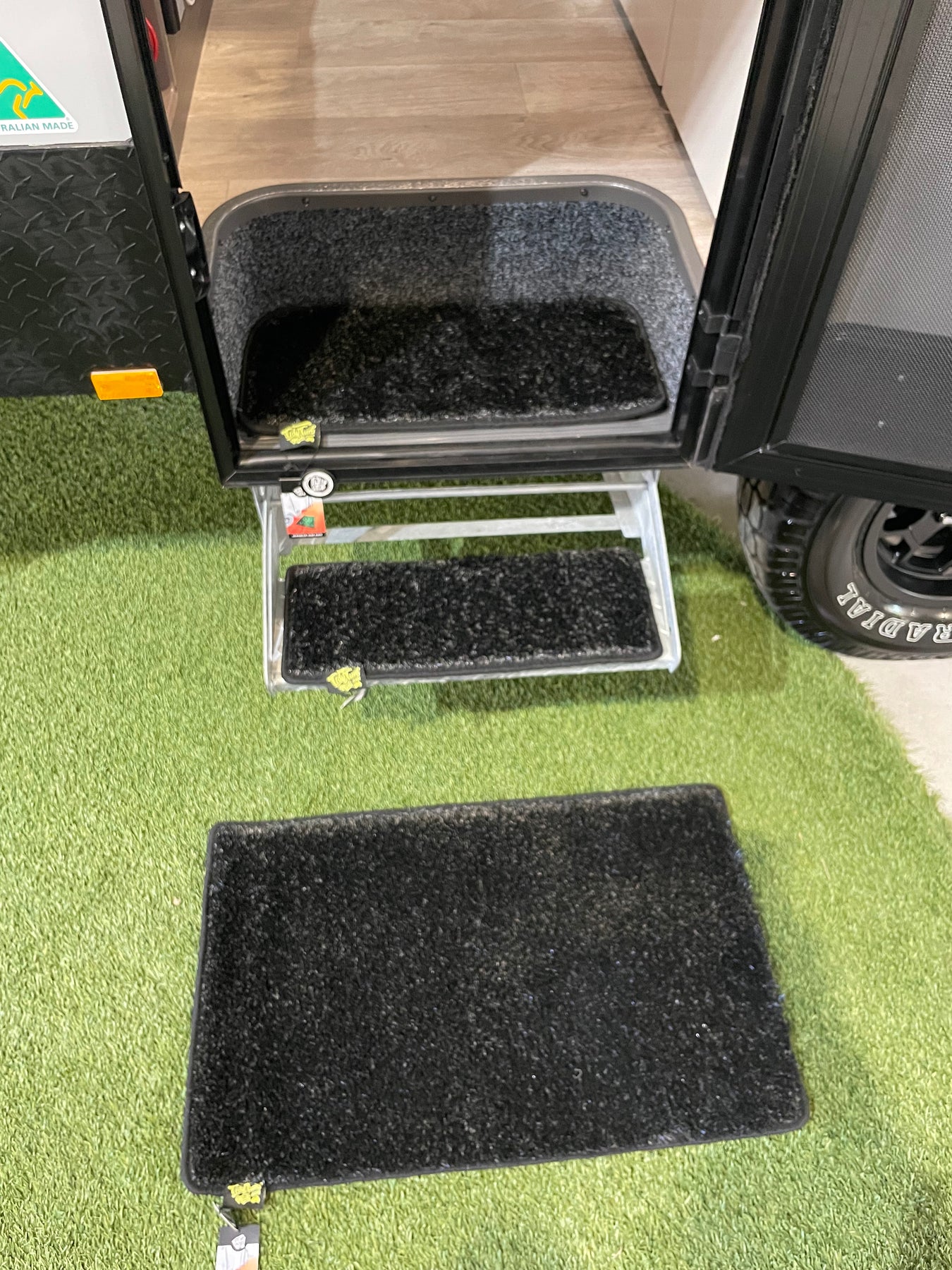 Adventure Trio Turf Mats – Black with Reflective Binding – Tidy Turf Mats